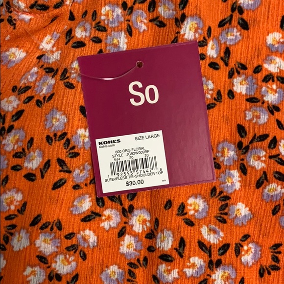 SO orange floral tank top - Picture 3 of 4